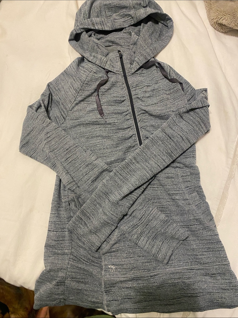 Athleta Gray Textured Hooded Pullover